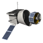 Artist's Rendering, from NASA, of the two spacecraft involved in the ESA's BepiColombo mission. The Mercury Planetary Orbiter is on the left, and the Mercury Magnetospheric Orbiter is on the right, with a sunshade module in between them.
